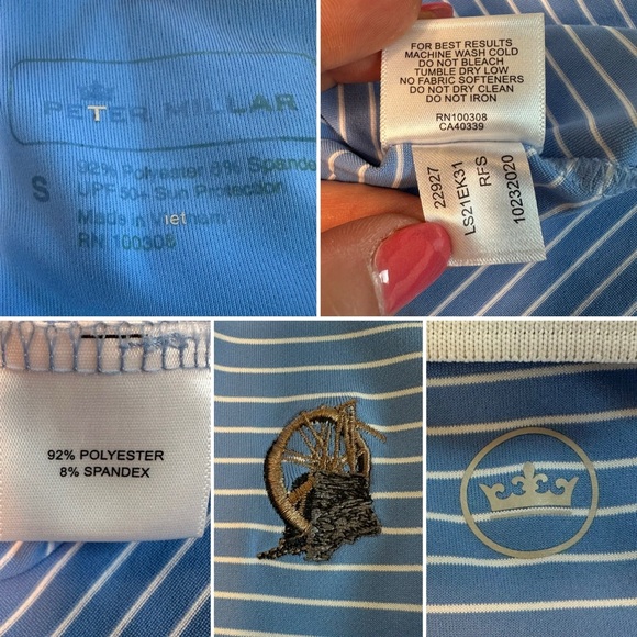 Peter Millar Women’s Sleeveless Golf Polo Shirt S Blue White Stripe UPF 50+ - Picture 8 of 14